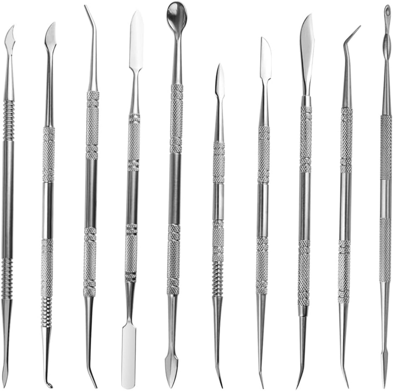 10PCS Stainless Steel Double-Sided Wax Carving Tools with Storage Bag Metal Sculpting Tools Clay Modeling Tools